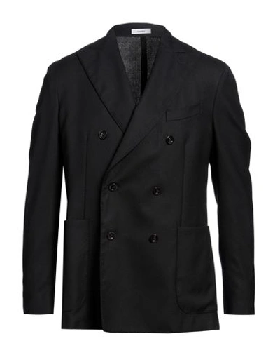 Boglioli Double-breasted Midnight Blue Wool Blazer In Black