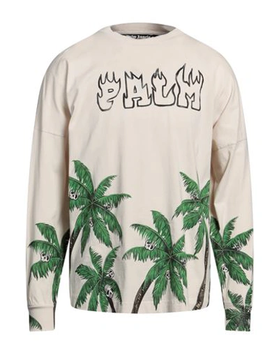 Shop Palm Angels Man T-shirt Beige Size S Cotton