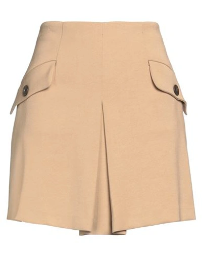 Shop Nenette Woman Mini Skirt Beige Size 10 Viscose, Wool, Elastane
