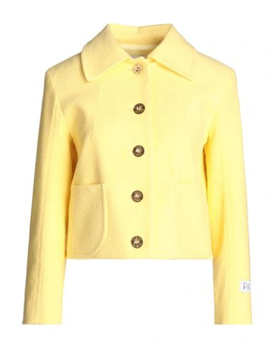 Shop Patou Woman Blazer Yellow Size 8 Cotton, Polyamide, Viscose, Linen, Elastane