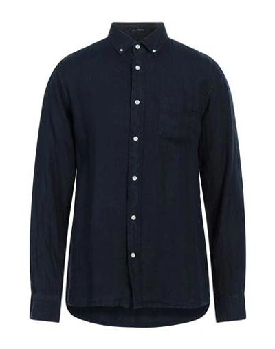 Shop Gant Man Shirt Midnight Blue Size 17 ½ Linen