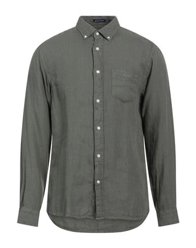 Shop Gant Man Shirt Military Green Size 15 ¾ Linen