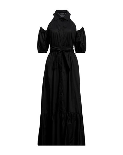 Shop Angela Mele Milano Woman Maxi Dress Black Size L Cotton, Elastane
