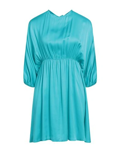 Shop Même Road Woman Mini Dress Turquoise Size 4 Viscose In Blue
