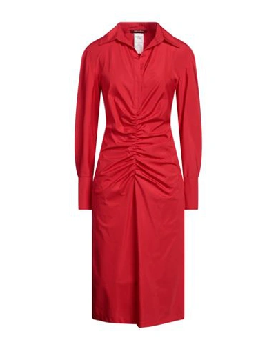 Shop Max Mara Studio Woman Midi Dress Red Size 14 Cotton