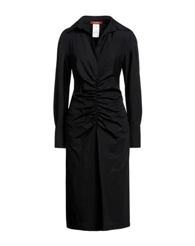 Shop Max Mara Studio Woman Midi Dress Black Size 8 Cotton