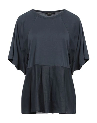 Shop Seventy Sergio Tegon Woman T-shirt Midnight Blue Size L Cotton, Linen
