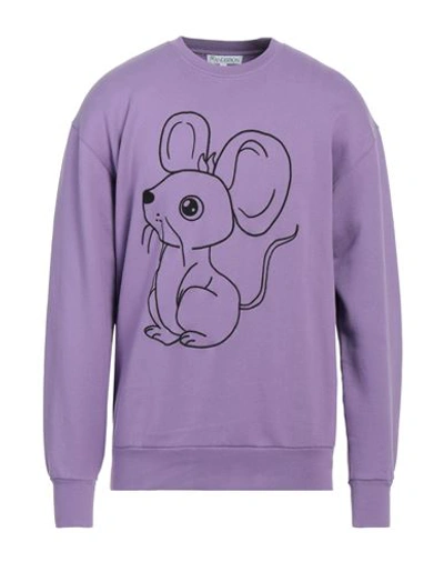 Shop Jw Anderson Man Sweatshirt Purple Size L Cotton, Elastane