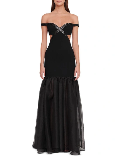 Shop Staud Emmaline Womens Cut-out Embellished Evening Dress In Black