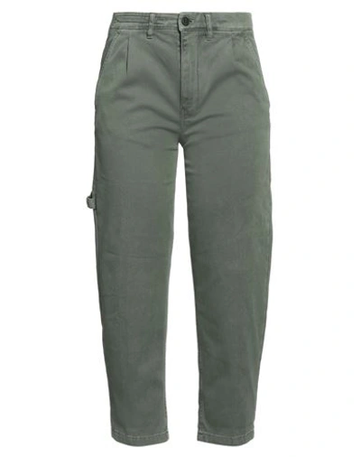 Shop Drykorn Woman Cropped Pants Green Size 29w-32l Cotton, Elastane