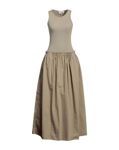 Shop Hache Woman Maxi Dress Khaki Size 8 Cotton, Elastane In Beige