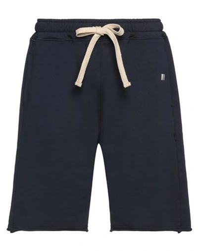 Shop Daniele Alessandrini Homme Man Shorts & Bermuda Shorts Midnight Blue Size 36 Cotton