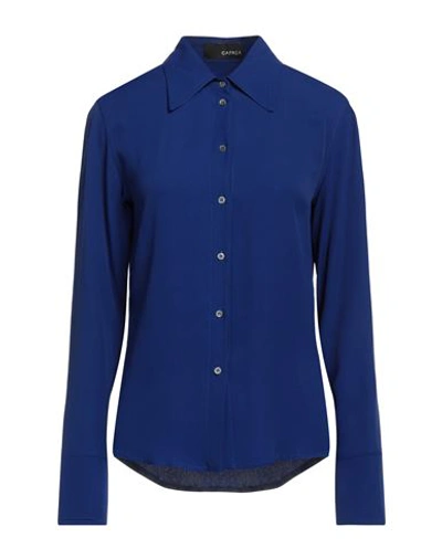 Shop Capasa Milano Woman Shirt Bright Blue Size 10 Acetate, Silk