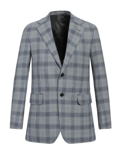 Dunhill Man Blazer Pastel Blue Size 46 Wool, Tussah Silk, Linen In Blue