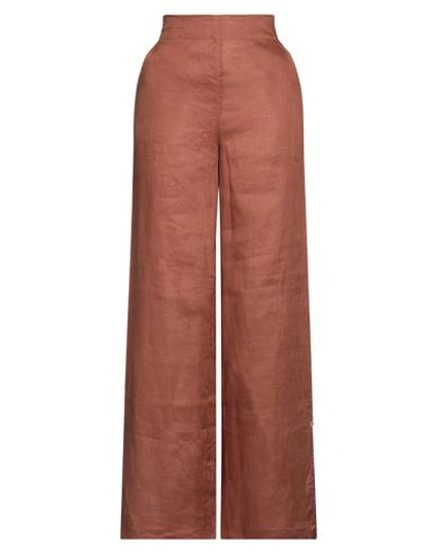 Shop Pennyblack Woman Pants Brown Size 8 Linen