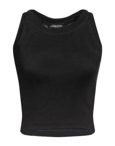 Shop Costume National Woman Tank Top Black Size S Cotton, Elastane