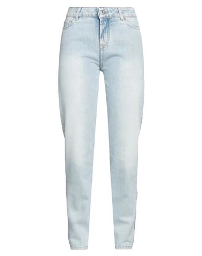 Shop Alexandre Vauthier Woman Jeans Blue Size 29 Cotton, Glass