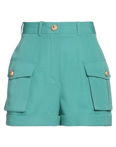 Shop Balmain Woman Shorts & Bermuda Shorts Green Size 8 Wool