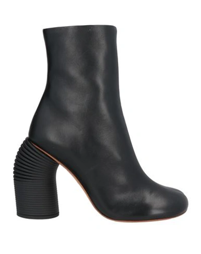 Off-white Off White Black Leather Spring Ankle Boots In Black