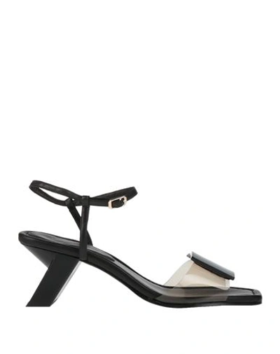 Shop Daniele Ancarani Woman Sandals Black Size 8 Soft Leather, Plastic