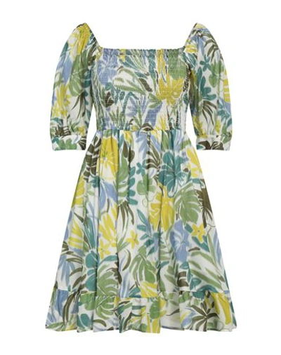 Shop Liu •jo Woman Mini Dress Green Size 8 Cotton
