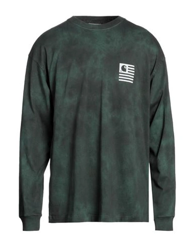 Shop Carhartt Man T-shirt Dark Green Size Xs Organic Cotton
