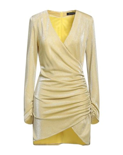 Shop Actualee Woman Mini Dress Yellow Size 8 Polyamide, Metallic Fiber