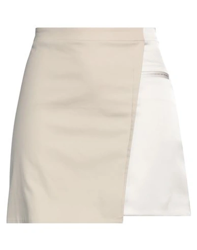 Shop Costume National Woman Mini Skirt Beige Size 4 Cotton, Pes - Polyethersulfone, Elastane