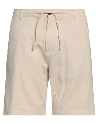 Shop Selected Homme Man Shorts & Bermuda Shorts Beige Size L Organic Cotton, Linen, Elastane