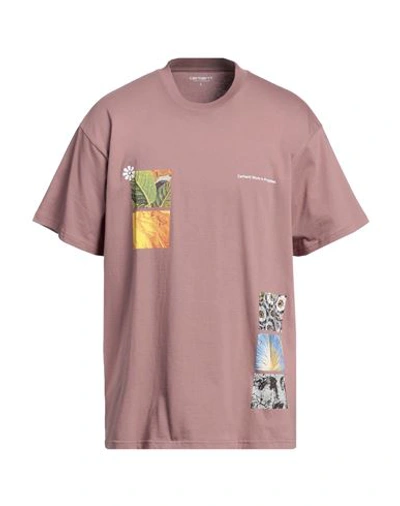 Shop Carhartt Man T-shirt Pastel Pink Size Xs Organic Cotton