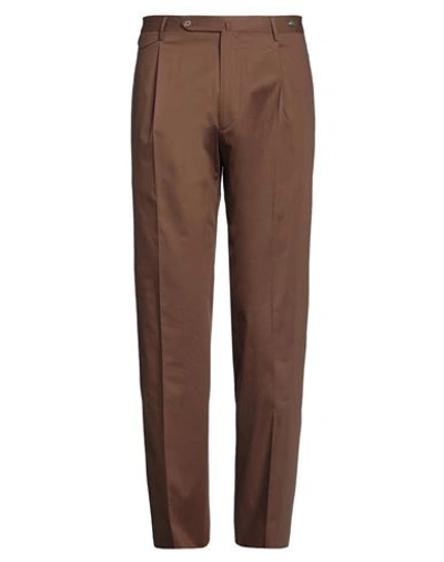 Shop Tagliatore Man Pants Brown Size 38 Cotton, Elastane