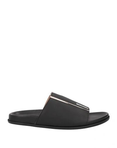 Shop Love Moschino Woman Sandals Black Size 11 Leather, Pvc - Polyvinyl Chloride