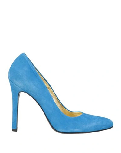 Shop Wunderkind Woman Pumps Azure Size 8 Soft Leather In Blue