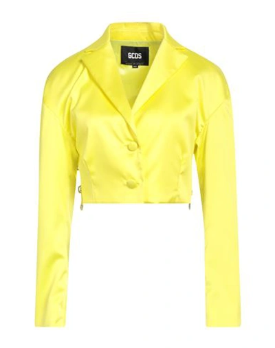 Shop Gcds Woman Blazer Yellow Size L Polyester, Elastane