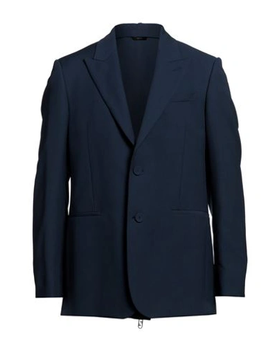 Shop Fendi Man Blazer Navy Blue Size 40 Virgin Wool, Polyester