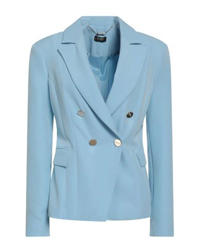 Shop Liu •jo Woman Blazer Sky Blue Size 6 Polyester, Elastane