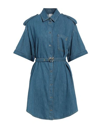 Shop Pinko Woman Mini Dress Blue Size 8 Cotton