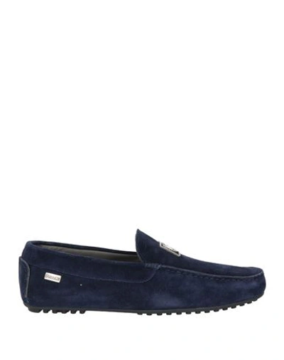 Shop Pollini Man Loafers Navy Blue Size 9 Leather