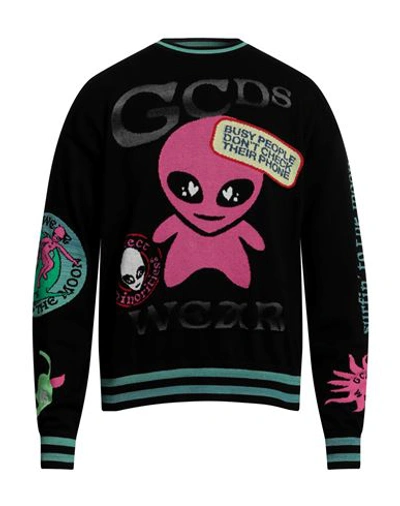 Shop Gcds Man Sweater Black Size Xs Cotton, Wool, Nylon