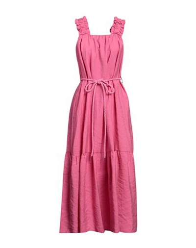 Shop White Wise Woman Maxi Dress Fuchsia Size 8 Tencel, Polyester In Pink