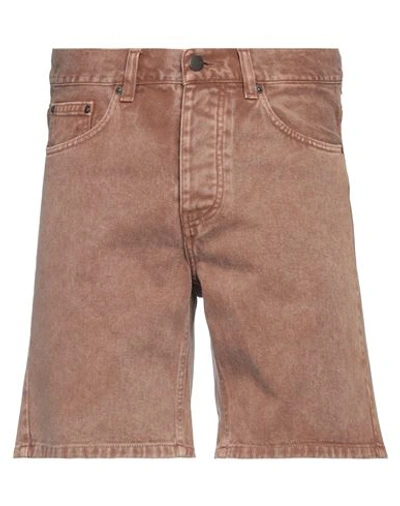Shop Carhartt Wip Man Denim Shorts Brick Red Size 29 Organic Cotton