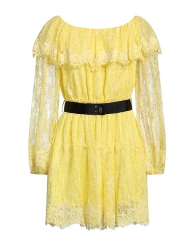 Shop Anna Molinari Woman Mini Dress Yellow Size 6 Viscose, Polyamide, Polyester, Cotton