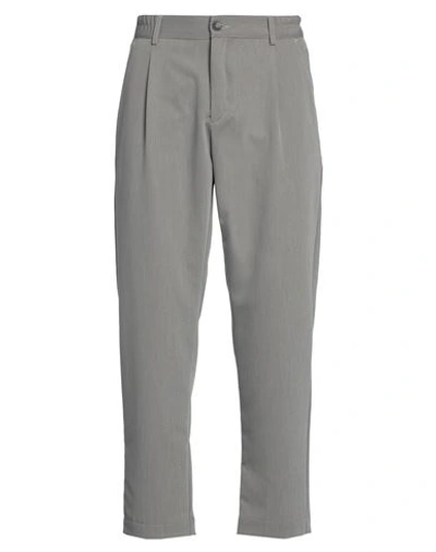 Shop Woc Writing On Cover Man Pants Grey Size Xl Polyester, Viscose, Elastane