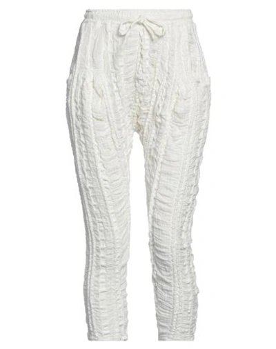 Shop Un-namable Woman Pants Ivory Size 14 Cotton, Elastane In White