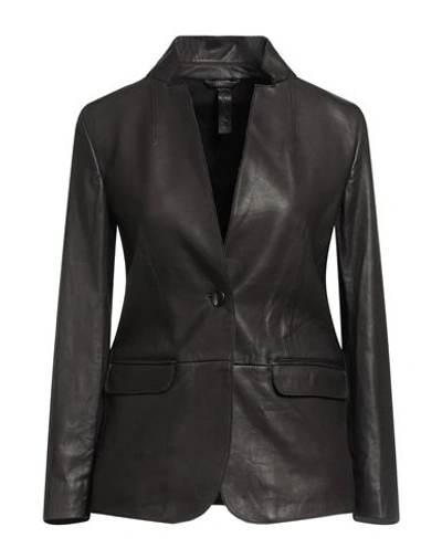 Shop The Jackie Leathers Woman Blazer Black Size 14 Leather, Viscose, Polyamide, Elastane