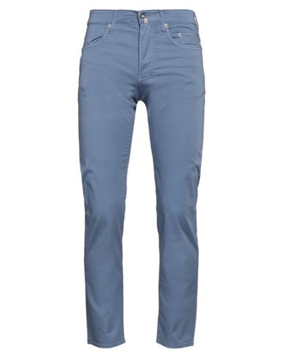 Shop Siviglia Man Pants Pastel Blue Size 35 Cotton, Elastane