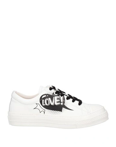 Shop Love Moschino Woman Sneakers White Size 8 Leather
