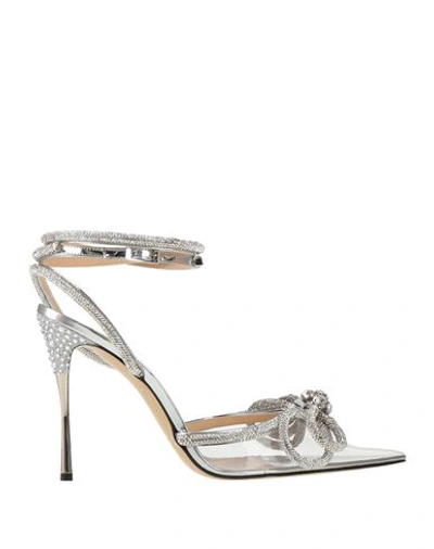 Mach&mach Double Bow High-heeled Sandals In Silver
