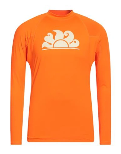 Shop Sundek Man T-shirt Orange Size L Polyester, Elastane