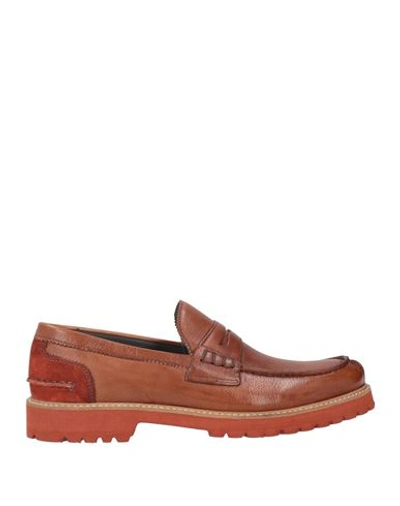 Shop Pollini Man Loafers Tan Size 9 Leather In Brown